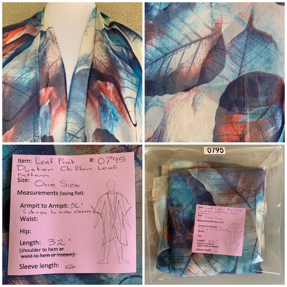 🔥5/$20🔥 Chiffon Duster Leaf Print - Picture 12 of 12